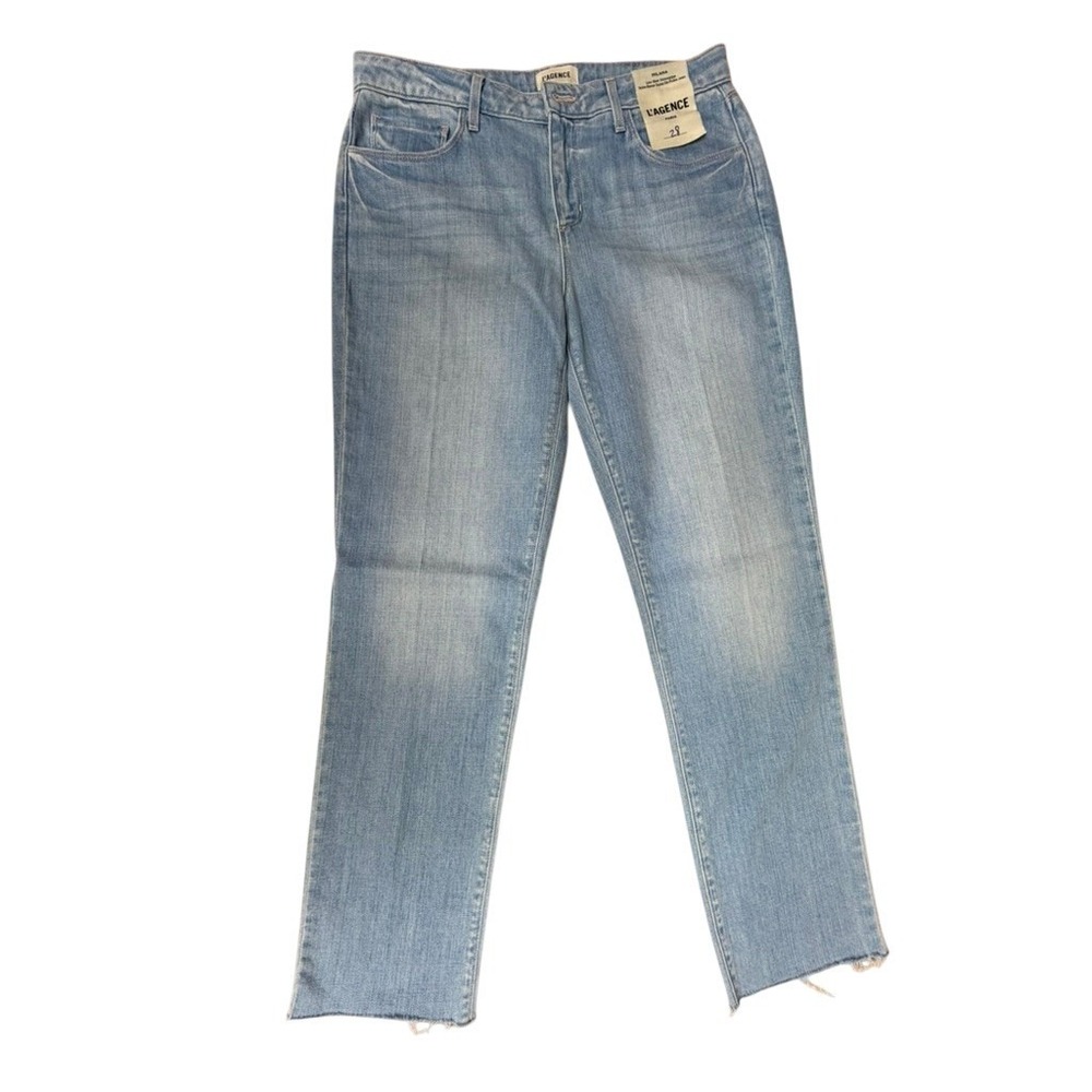 NWT!! "L'AGENCE" MILANA Low Rise Stovepipe‎ Lt Wash Denim Jeans Women's Size 28